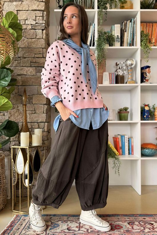 Edie Polka Dot Knit Rose